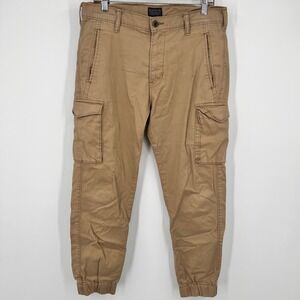 Levi Strauss & Co Mens Cargo Jogger Pants Tan Khaki Multi Pocket Size 33x27